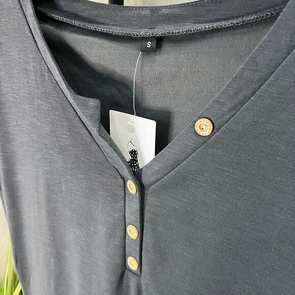 Bodycon Rutched Dress V Neck Short Sleeve T Shirt Mini Dress Size Small - Picture 3 of 16